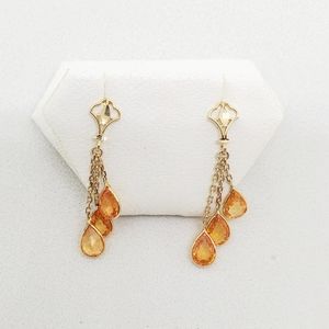 14k yellow gold natural orange Sapphire earrings